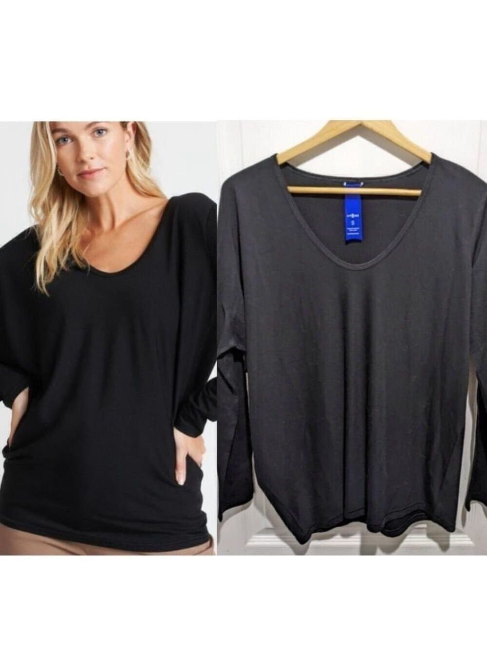 NEW Kit and Ace | Merino Wave Long Sleeve Tee in black